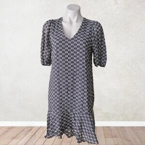 ReneeC. Geometric V-Neck  Cotton Midi Dress Small